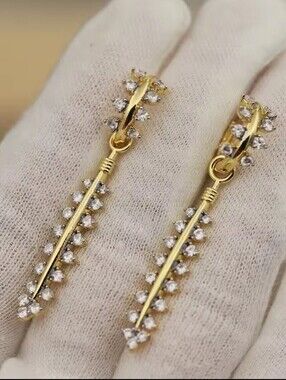 Gold-Tone White Crystal Linear Drop Earrings - Women Jewelry